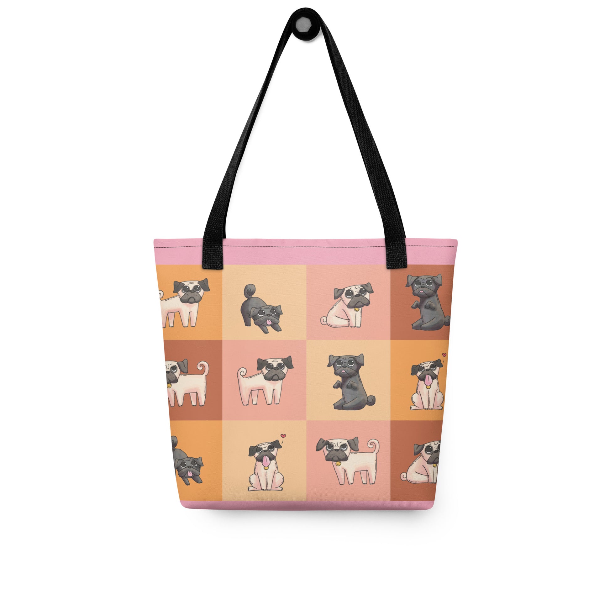 all over print tote bag black 15x15 front