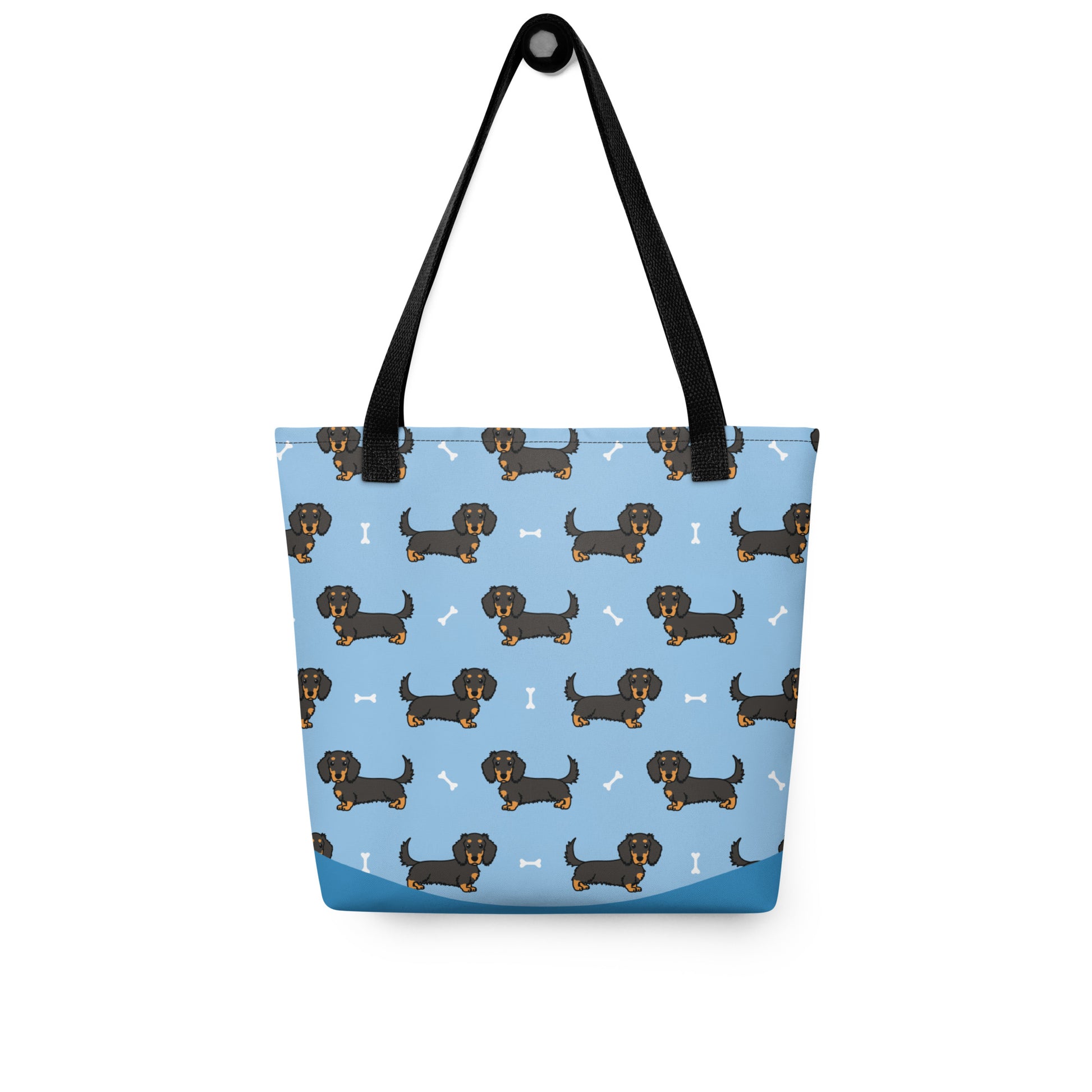 all over print tote bag black 15x15 back