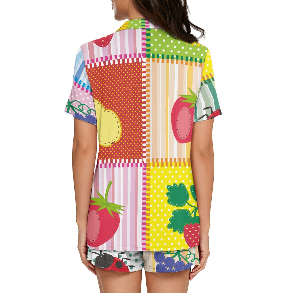 Vibrant Fruit Patchwork Pajama Set