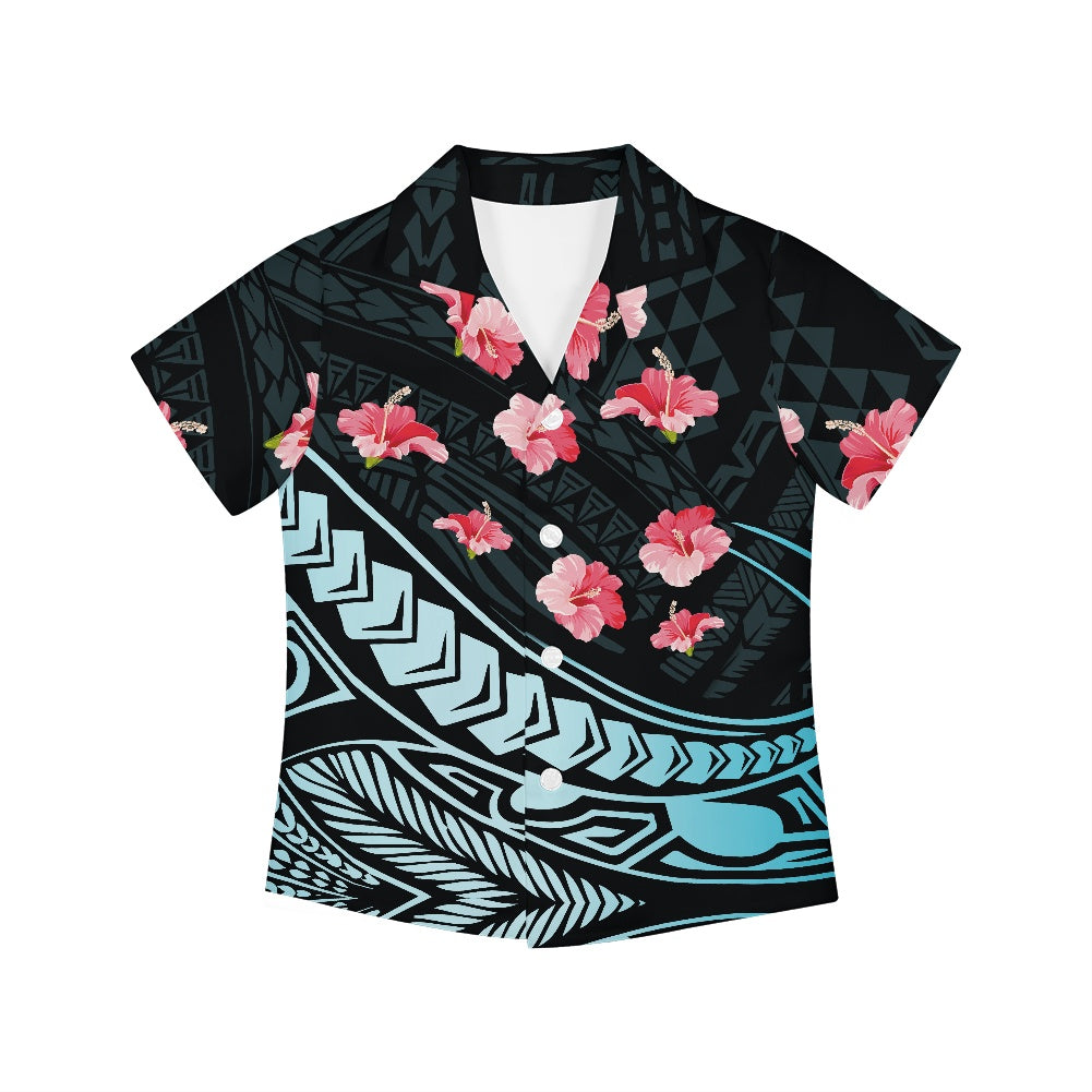 Hibiscus Design Hawaiian Shirt for Kids