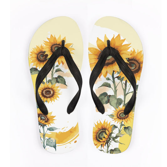 Watercolor Sunflower Flip Flops