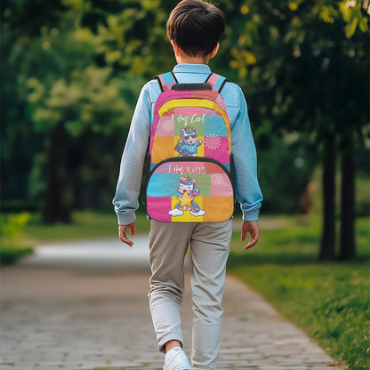 Colorful Cartoon Unicorn Print Backpack – 17-Inch School Bag