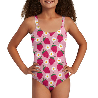 Girls' Strawberry Print One-Piece Swimsuit