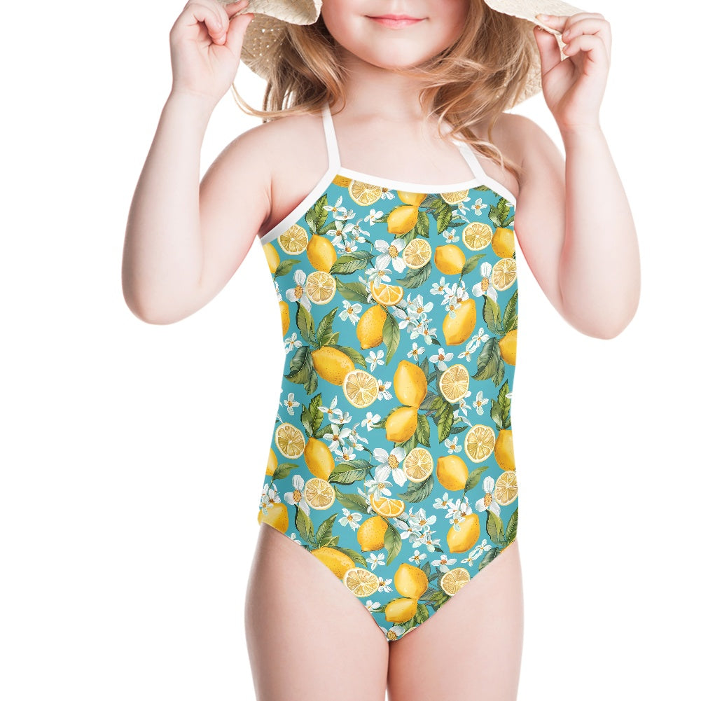 Lemon Print Kids’ One-Piece Swimsuit