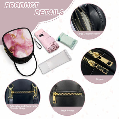 Pink Marble Stylish Double-Layer Women’s Leather Square Bag
