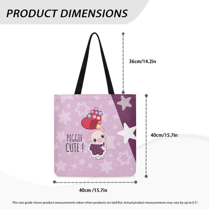 Pink Cute Piggy Star Design Cloth Tote Bag
