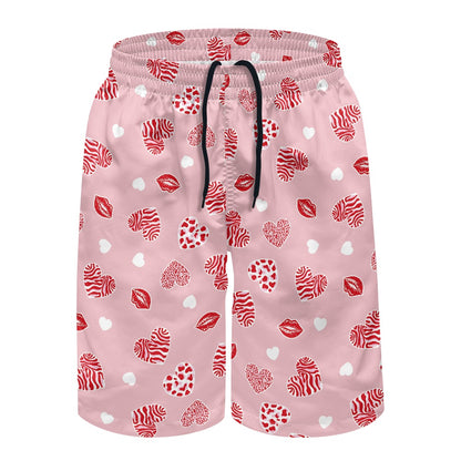 Men's Lip and Heart Print Swim Shorts