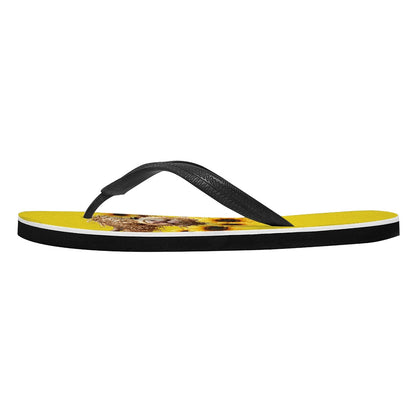 Highland Cow Sunflower Flip Flops
