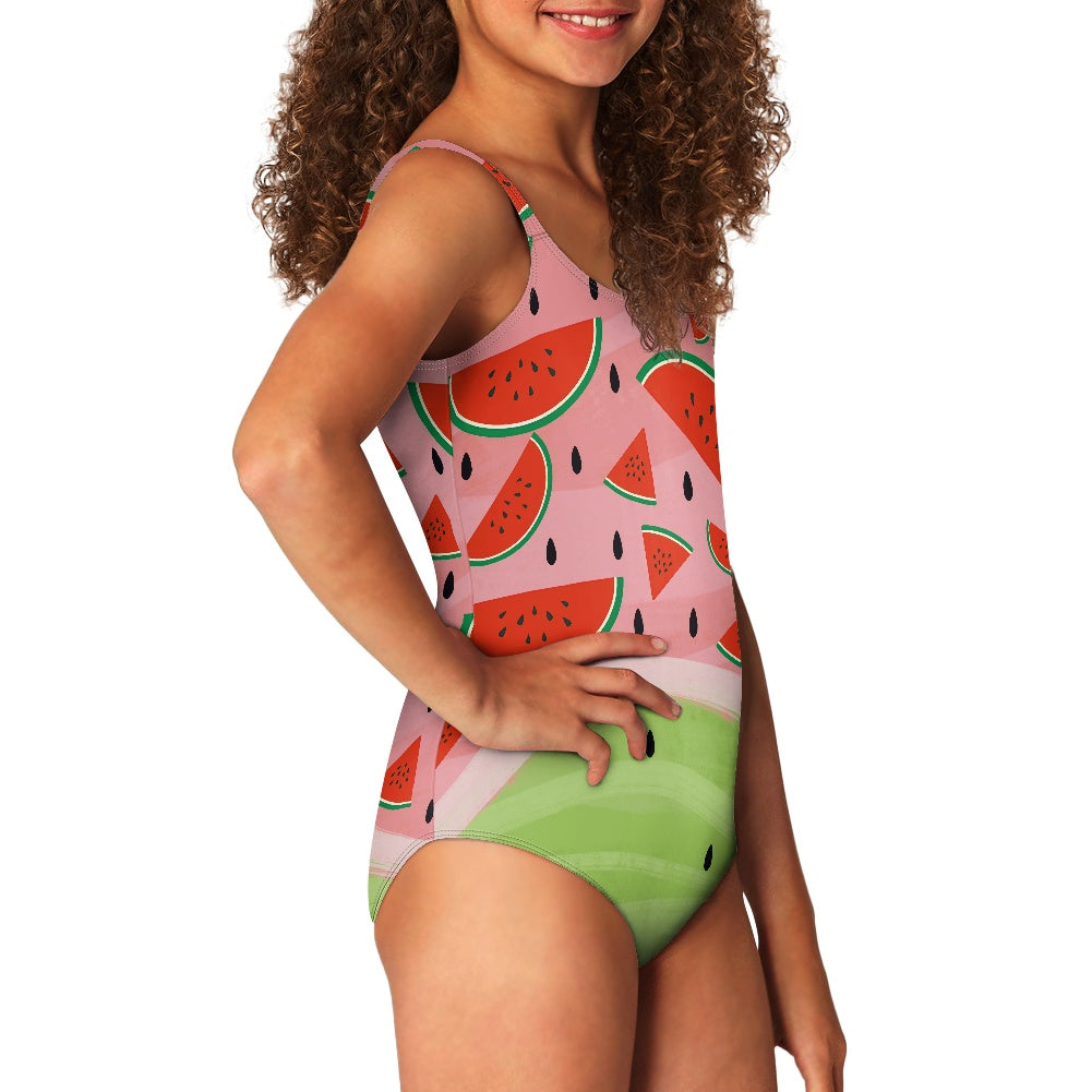 Girls' Watermelon Print One-Piece Swimsuit