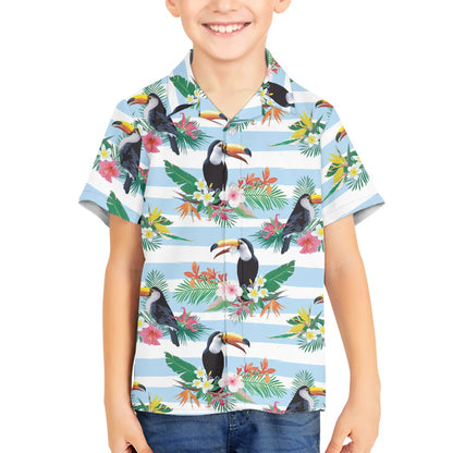 Tropical Toucan Design Hawaiian Shirt for Kids