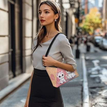 Adorable Cat Print PU Women's Underarm Bag