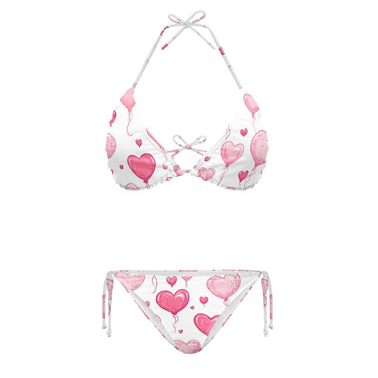 Floating Heart Balloons Halter Bikini