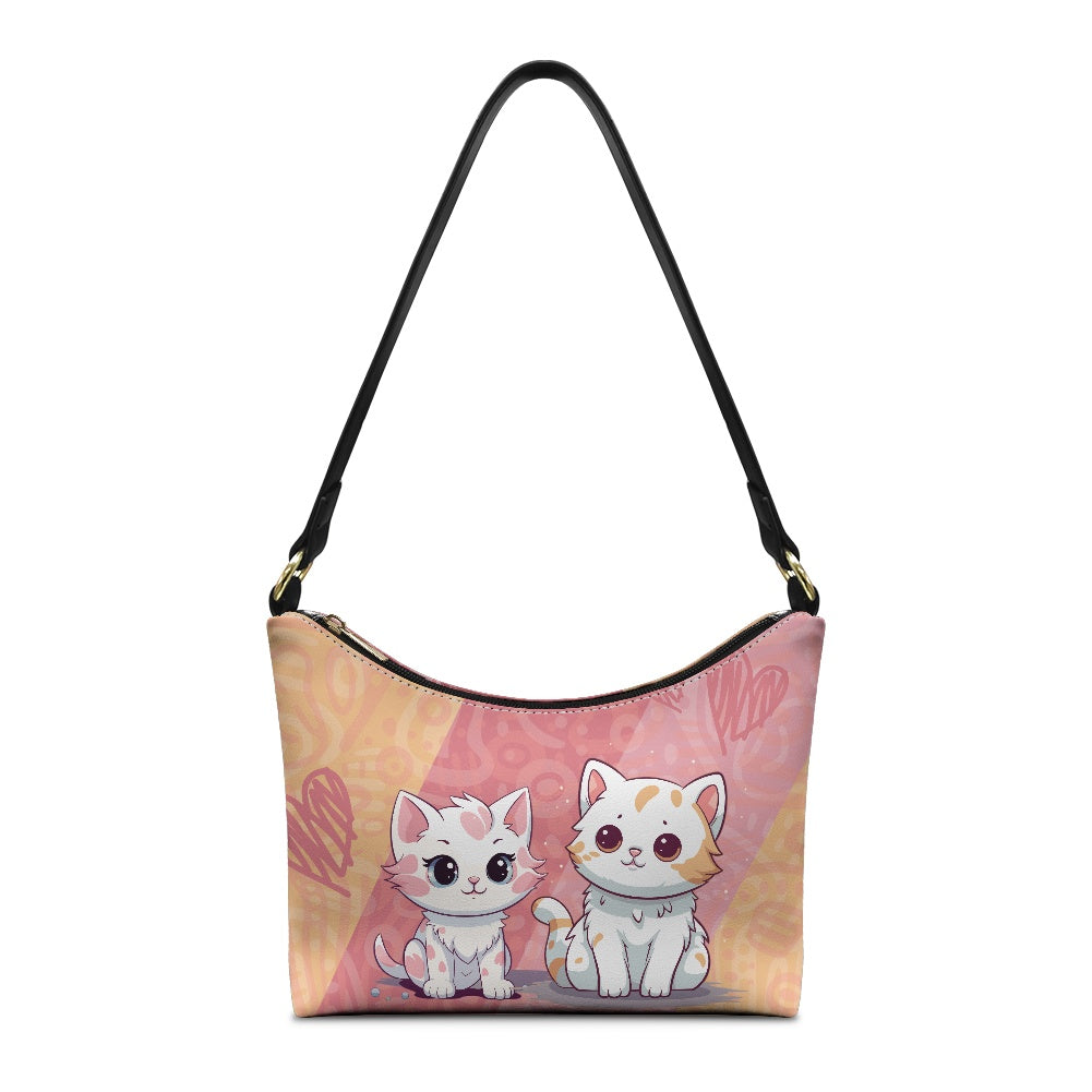 Adorable Cat Print PU Women's Underarm Bag