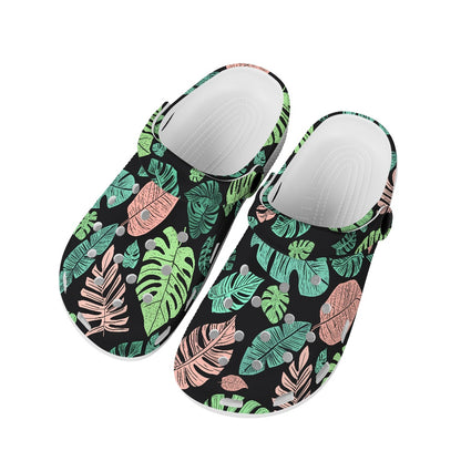 Tropical Leaf Print Adult Clogs