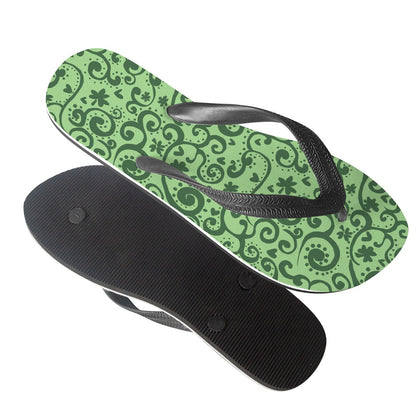 Green Swirl Pattern Flip Flops
