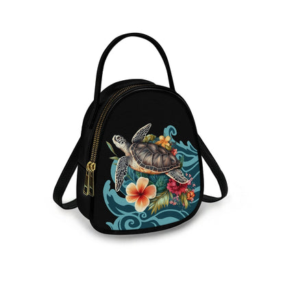 Sea Turtle Design Double-Layer Women’s Leather Square Bag