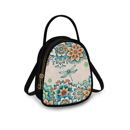Dragonfly Floral Elegant Double-Layer Women’s Leather Square Bag