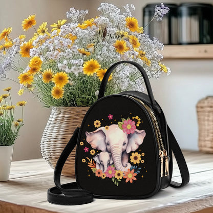 Elephant Floral Charming Double-Layer Women’s Leather Square Bag