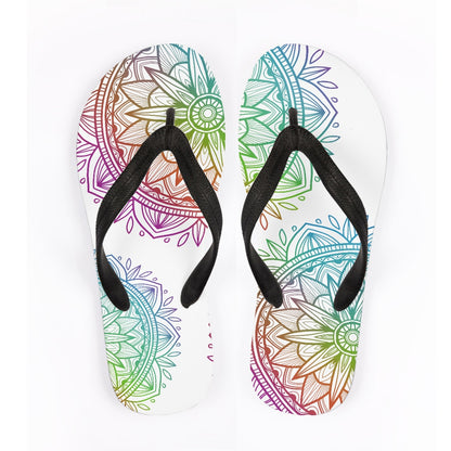 Rainbow Mandala Flip Flops