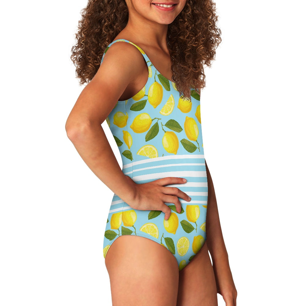 Girls' Lemon Print One-Piece Swimsuit