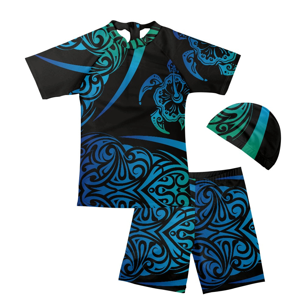 Tribal Turtle Boys' Three-Piece Swimsuit Set