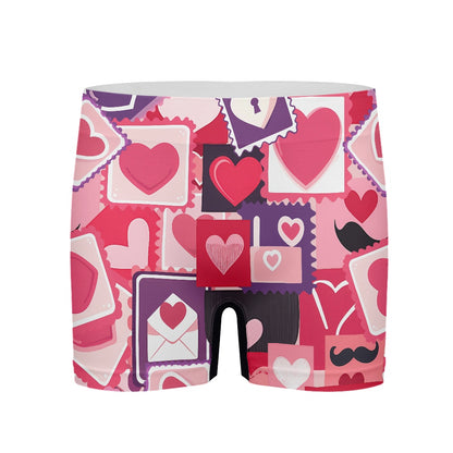 Love Stamp Print Men's Boxer Briefs