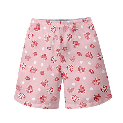 Men's Lip and Heart Print Swim Shorts