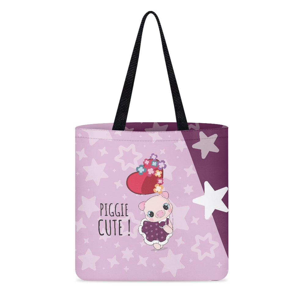 Pink Cute Piggy Star Design Cloth Tote Bag