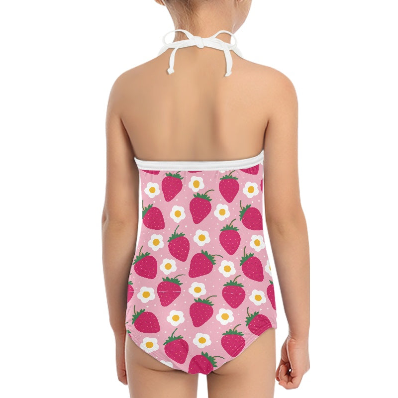 Strawberry Print Kids’ One-Piece Swimsuit