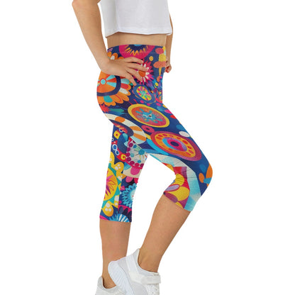 Colorful Boho Kids' Capri Yoga Pants