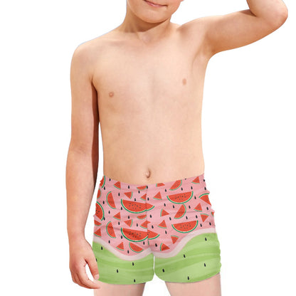 Watermelon Print Boy's Swim Trunks