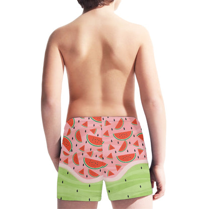 Watermelon Print Boy's Swim Trunks