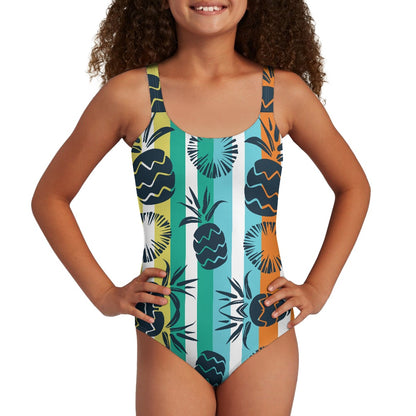 Girls' Pineapple Print One-Piece Swimsuit