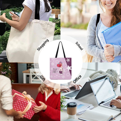 Pink Cute Piggy Star Design Cloth Tote Bag