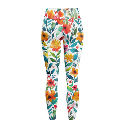 Floral Bloom Women's Yoga Pants with Pockets