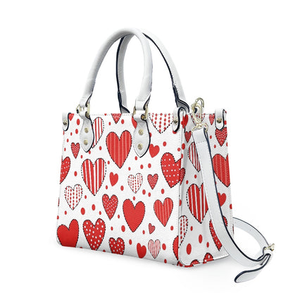 Red Patchwork Heart PU Handbag
