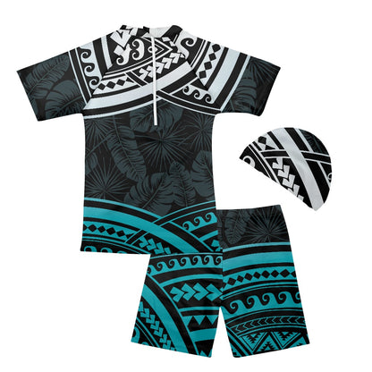 Polynesian Tribal Boys' Three-Piece Swimsuit Set