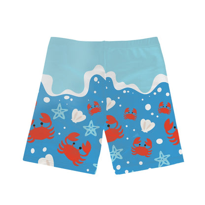 Ocean Crab Print Boy's Swim Trunks