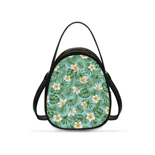 Floral Leaf Design Tropical Double-Layer Women’s Leather Square Bag