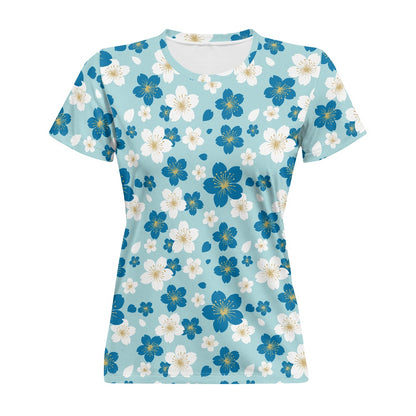 Blue Blossom Ladies' Round Neck T-Shirt