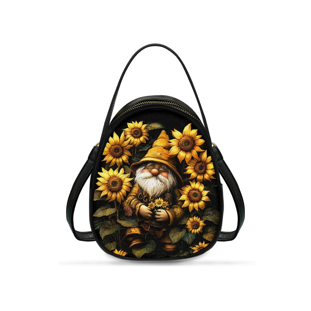 Sunflower Gnome Adorable Double-Layer Women’s Leather Square Bag