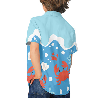 Crab Ocean Hawaiian Shirt for Kids