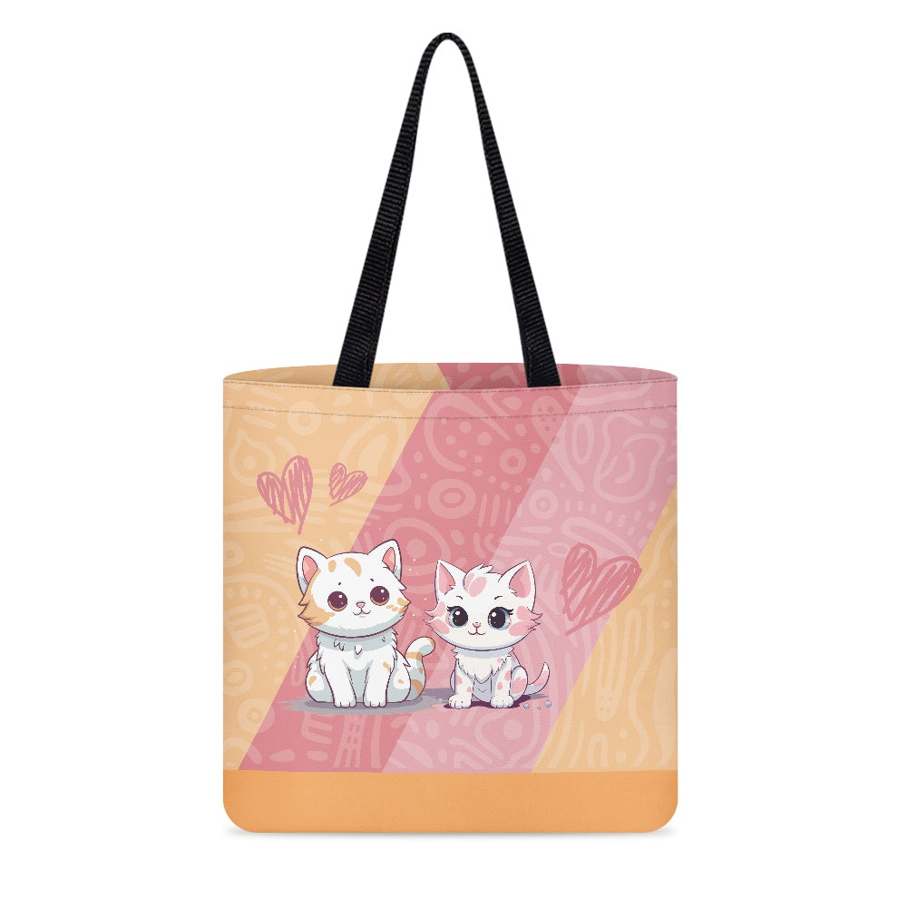 Adorable Kawaii Cat Couple Cloth Tote Bag