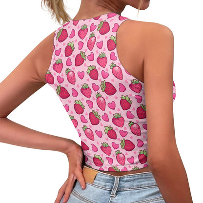 Strawberry Heart Women Tight Tank Tops