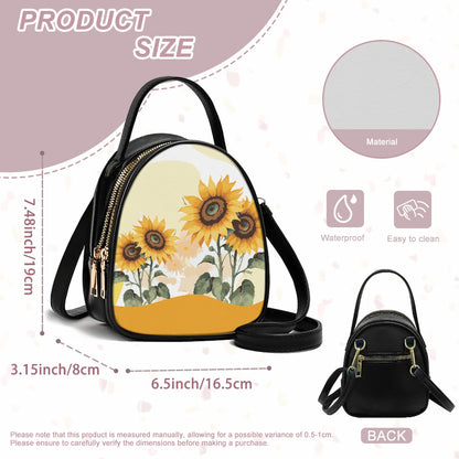Sunflower Field Chic Double-Layer Women’s Leather Square Bag