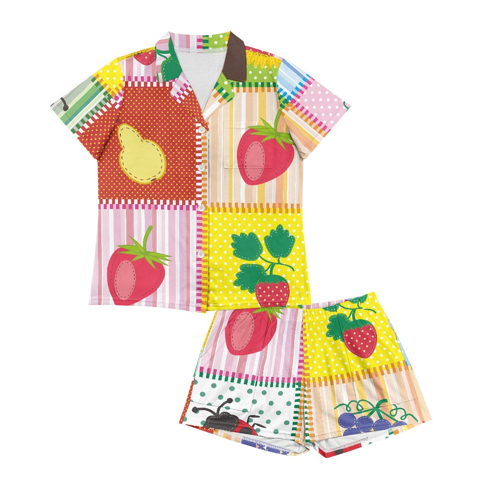 Vibrant Fruit Patchwork Pajama Set