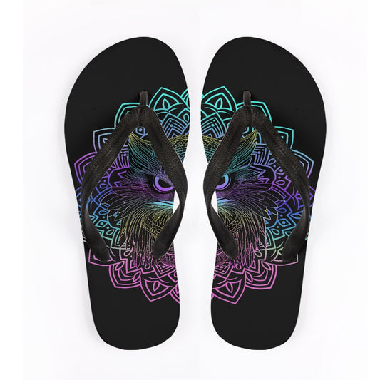 Mandala Owl Design Flip Flops