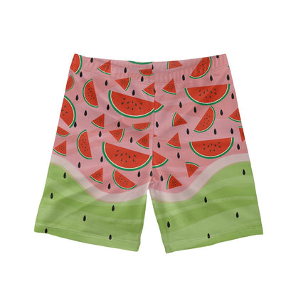 Watermelon Print Boy's Swim Trunks