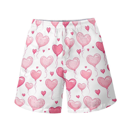 Men's Pink Heart Balloon Swim Shorts