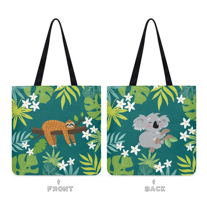 Relaxing Sloth Tropical Jungle CLoth Tote Bag